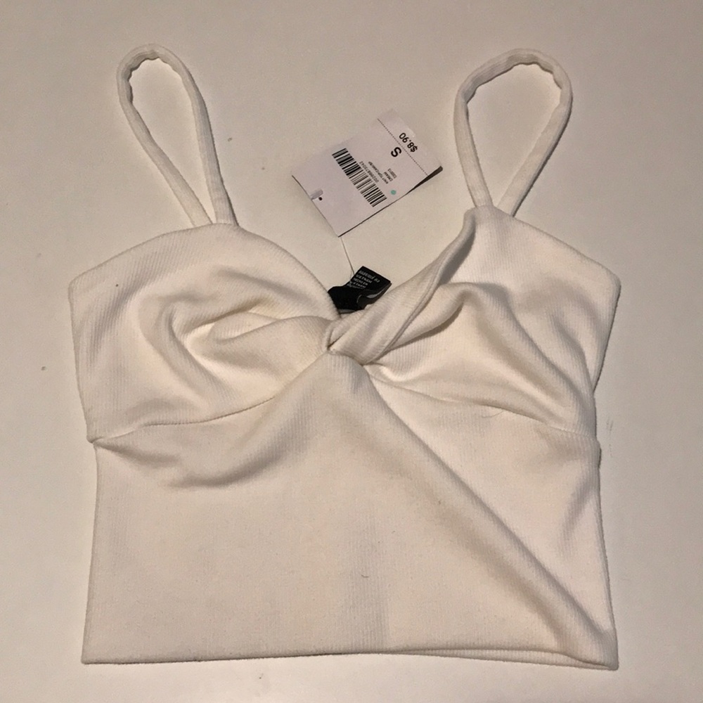 Forever 21 White crop twist tank top Size S